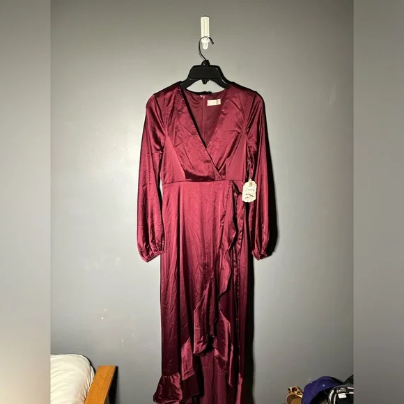 Altar’d State Andrea Satin Maxi Dress Womens Size Small - Picture 2 of 5